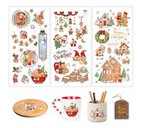 Joeyan Christmas Rub On Transfers, 3 Sheets Gingerbread Man Stickers Xmas Transfer Decals for DIY Crafts Furniture Wood Glass Metal Canvas Porcelain Paper Plastic Fabric Decorations, 15x30CM