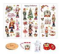 Joeyan Christmas Rub On Transfers, 3 Sheets Xmas Nutcracker Stickers Transfer Decals for DIY Crafts Furniture Wood Glass Metal Canvas Porcelain Paper Plastic Fabric Decorations, 15x30CM