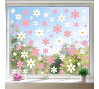 Joeyan Daisy Window Stickers - 72pcs Summer Spring Window Clings Cute Boho Daisy Flower Window Decals, Double Sided Static Floral Decoration for Home Office School Party Windows Decor & Birthday Gift