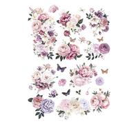 Joeyan Floral Rub On Transfers for Furniture and Crafts, 2 Large Watercolor Peony Design Sheets 43 x 30 CM, DIY Home Decal on Wood Glass Metal Canvas Porcelain Paper Plastic, Dreamy Peonies