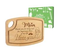 Joeyan Mum Gifts, Mother Day, Birthday Gifts for Mum from Daughter Son, Engraved Bamboo Chopping Board Gifts for Mum, Personalized Kitchen Charcuterie Board with Mother and Child Art Line Drawing