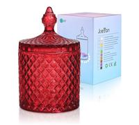 Joeyan Red Glass Sugar Bowl with Lid, Embossed Sweet Jar for Candy, Nuts, Chocolate, Cookies, Glass Easter Decorative Jar,Wedding Party Buffet Home Décor