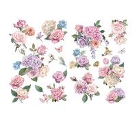 Joeyan Rub on Transfers for Crafts and Furniture - 2 Sheets Large 43x30 CM Decorative Flower Stickers and Decals, DIY Home Decor for Wood Glass Metal Canvas Porcelain Paper Plastic, Rose Fantasy