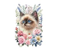 Joeyan Rub on Transfers for Crafts and Furniture - 2 Sheets Large 43x30 CM Decorative Rose Siamese Cat Stickers and Decals, DIY Home Decor for Wood Glass Metal Canvas Porcelain Paper Plastic