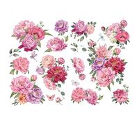 Joeyan Rub on Transfers for Crafts and Furniture - 2 Sheets Large 43x30 CM Decorative Stickers and Decals, DIY Home Decor for Wood Glass Metal Canvas Porcelain Paper Plastic, Peony Rhythm