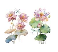 Joeyan Rub on Transfers for Crafts and Furniture - 2 Sheets Large 43x30 CM Decorative Summer Lotus Flower Stickers and Decals, DIY Home Decor for Wood Glass Metal Canvas Porcelain Paper Plastic