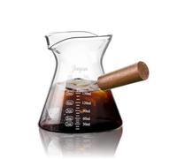 Joeyan180ml/ 6oz Glass Measuring Jug, Small Espresso Shot Glass Measuring Cup with Double Spouts and Wooden Handle, Clear Borosilicate Glasses Milk Creamer Frothing Pitcher Barista Coffee Carafe