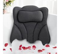 Joeyset Bath Pillows for Tub Head Neck Back Support, Bathtub Pillow 4D Breathable Air Mesh, Spa Relaxing Gifts for Women, Luxury Bathing Accessories with 6 Suction Cups and Hook (Gray)