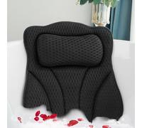 Joeyset Bath Pillows for Tub Head Neck Back Support, Bathtub Pillow 4D Breathable Air Mesh, Spa Relaxing Gifts for Women, Luxury Bathing Accessories with 6 Suction Cups and Hook, Black