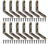 Joez Wonderful 12 Pcs 90 Degree Hinges, Wooden Box Hinge Cabinet Hardware with 48 Screws, Small Hinge for Jewelry Box, Case, Chest (Bronze)