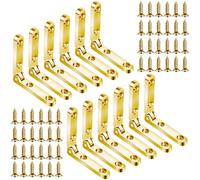 Joez Wonderful 12 Pcs 90 Degree Hinges, Wooden Box Hinge Cabinet Hardware with 48 Screws, Small Hinge for Jewelry Box, Case, Chest (Gold)