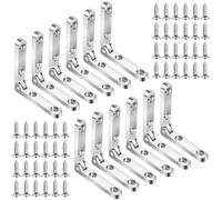 Joez Wonderful 12 Pcs 90 Degree Hinges, Wooden Box Hinge Cabinet Hardware with 48 Screws, Small Hinge for Jewelry Box, Case, Chest (Silver)