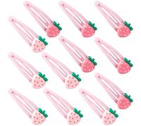 Joez Wonderful 12 Pcs Strawberry Hair Clips, Cute Y2K Metal Snap Hairpins, Pink Hair Barrettes, Sweet Decorative Fruit Bang Clips for Women