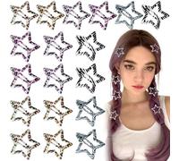 Joez Wonderful 18 Pcs Star Hair Clips, 1.18"/3cm Metal Snap Hair Clips, Cute Star Clips Hair Barrettes, Non-Slip Fashion Hair Accessories for Women (6 Styles)