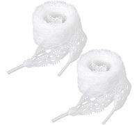 Joez Wonderful 2 Pairs Flat Lace Shoelaces, Fancy Shoe Laces for Womens Sneakers, Soft Lace Shoe Laces for Women Sneakers, White, 120 cm
