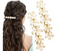 Joez Wonderful 2 Pcs Flower Opal Hair Clips, Gold Sparkly Hair Barrettes, Fancy Vintage Hair Clip, Decorative Hair Accessories for Women, Wedding, Prom, Birthday, Valentines, Engagement (2.64inch)