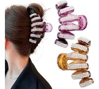 Joez Wonderful 2 Pcs Large Rhinestone Hair Clips, Crystal Jaw Clips Hairpin for Thick Hair, Fashion Hair Clamp Catch Barrette Hair Accessories for Women (Coffee+Wine Red)