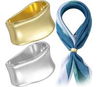 Joez Wonderful 2 Pcs Scarf Clip, Women's Novelty Belt Buckles, Metal Scarf Ring Clip, Minimalist Geometric Shawl Scarves Buckle Wrap Clasp Clip Rings Brooches for Clothing Decoration (Gold, Silver)