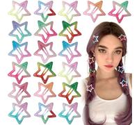 Joez Wonderful 20 Pcs Gradient Star Hair Clips, 1.18"/3cm Metal Snap Hair Clips, Cute Star Clips Hair Barrettes, Non-Slip Fashion Stars Hair Accessories for Women