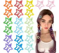 Joez Wonderful 20 Pcs Multicolor Star Hair Clips, 1.18"/3cm Metal Snap Hair Clips, Cute Star Clips Hair Barrettes, Non-Slip Fashion Star Hair Accessories for Women Girls (10 Colors)