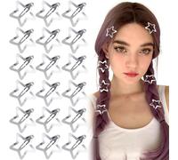 Joez Wonderful 20 Pcs Silver Star Hair Clips, 1.18"/3cm Metal Hair Snap Clips, Cute Star Clips Hair Barrettes, Non-Slip Fashion Star Hair Accessories for Women Girls