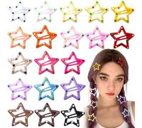 Joez Wonderful 20 Pcs Spot Star Hair Clips, 1.24"/3.15cm Metal Snap Hair Clips, Cute Star Clips Hair Barrettes, Non-Slip Fashion Stars Hair Accessories for Women