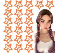 Joez Wonderful 20 Pcs Star Hair Clips, 1.18"/3cm Metal Snap Hair Clips, Cute Star Clips Hair Barrettes, Non-Slip Fashion Hair Accessories for Women (Orange)