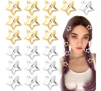 Joez Wonderful 20 Pcs Star Hair Clips, 1.18"/3cm Metal Snap Hair Clips, Cute Star Clips Hair Barrettes, Non-Slip Fashion Hair Accessories for Women (Gold, Silver)