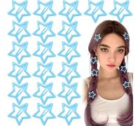 Joez Wonderful 20 Pcs Star Hair Clips, 1.18''/3cm Metal Snap Hair Clips, Cute Star Clips Hair Barrettes, Non-Slip Fashion Stars Hair Accessories for Women (Light Blue)