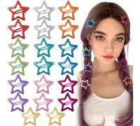 Joez Wonderful 20 Pcs Star Hair Clips, 1.18''/3cm Metal Snap Hair Clips, Cute Star Clips Hair Barrettes, Non-Slip Fashion Hair Accessories for Women (10 Styles)