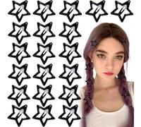 Joez Wonderful 20 Pcs Star Hair Clips, 1.18"/3cm Metal Snap Hair Clips, Cute Star Clips Hair Barrettes, Non-Slip Fashion Hair Accessories for Women (Black)