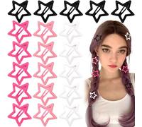 Joez Wonderful 20 Pcs Star Hair Clips, 1.18''/3cm Metal Snap Hair Clips, Cute Star Clips Hair Barrettes, Non-Slip Fashion Stars Hair Accessories for Women (4 Styles)