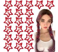 Joez Wonderful 20 Pcs Star Hair Clips, 1.18"/3cm Metal Snap Hair Clips, Cute Star Clips Hair Barrettes, Non-Slip Fashion Hair Accessories for Women (Red)