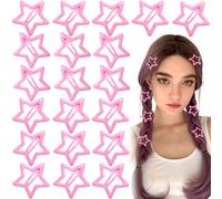 Joez Wonderful 20 Pcs Star Hair Clips, 1.18"/3cm Metal Snap Hair Clips, Cute Star Clips Hair Barrettes, Non-Slip Fashion Hair Accessories for Women (Pink)