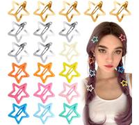 Joez Wonderful 20 Pcs Star Hair Clips, Metal Snap Hair Clips, Cute Star Clips Hair Barrettes, Non-Slip Fashion Stars Hair Accessories for Women (3 Styles)