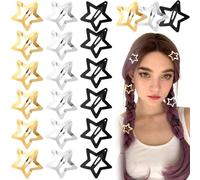 Joez Wonderful 21 Pcs Star Hair Clips, 1.18"/3cm Metal Snap Hair Clips, Cute Star Clips Hair Barrettes, Non-Slip Fashion Hair Accessories for Women (3 Colors)