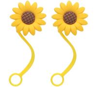Joez Wonderful 2pcs Sunflower Straw Toppers 10mm, Reusable Silicone Straw Covers for Straws 0.4" Wide(10MM Outer Diameter), Cute Straw Plug Straw Caps for Dust-Proof Drinking Kitchen Accessories