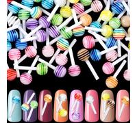 Joez Wonderful 50 Pcs Candy Nail Charms Kawaii 3D Design Mini Cute Sugar Colorful Acrylic Nail Decoration Supplies Accessories for Crafts Valentine's Day Christmas