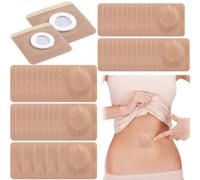 Joez Wonderful 50 Pcs Disposable Castor Oil Pack Wrap, Belly Button Patches, Self-Adhesive Castor Oil Patches, Non-Woven Fabrics Wraps Pack Covers - Square (Beige, 6cm+7cm)