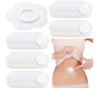 Joez Wonderful 50 Pcs Disposable Castor Oil Pack Wrap, Highly Absorbent Belly Button Patches, Self-Adhesive Castor Oil Pads, Organic Cotton Wraps Pack Covers - Flower (White, 6x6cm)