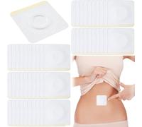 Joez Wonderful 50 Pcs Disposable Castor Oil Pack Wrap, Highly Absorbent Belly Button Patches, Self-Adhesive Castor Oil Pads, Organic Cotton Wraps Pack Covers (White)