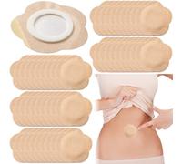 Joez Wonderful 50 Pcs Disposable Castor Oil Pack Wrap, Highly Absorbent Belly Button Patches, Self-Adhesive Castor Oil Pads, Organic Cotton Wraps Pack Covers - Floral (Beige, 7x7cm)
