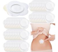 Joez Wonderful 50 Pcs Disposable Castor Oil Pack Wrap, Highly Absorbent Belly Button Patches, Self-Adhesive Castor Oil Pads, Organic Cotton Wraps Pack Covers - Floral (White, 7x7cm)