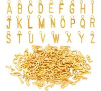 Joez Wonderful 52 Pcs Gold Letter Charms, 2 Sets A-Z Alpabet Beads for Jewelry Making, Bulk Letters Pendant Charms for Necklaces, Bracelet, Earrings, DIY Crafts (Gold, 15x10mm)