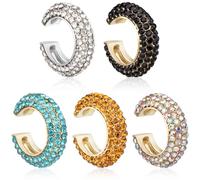 Joez Wonderful 5pcs Chunky Ear Cuff for Women, Gold Fake Ear Cuff Earrings Non Piercing, Ear Cuffs Set for Non Pierced Ear Cartilage Clip on Wrap Ear, Round Huggie Clip On Cartilage Earrings