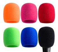 Joez Wonderful 6 Pcs Microphone Cover, Colorful Karaoke Microphone Windscreens Foam, High Density Thickened Mic Covers for Most Standard Handheld Microphone (Black+Red+Green+Orange+Blue+Pink)