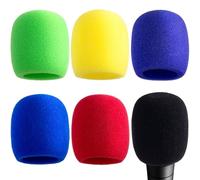 Joez Wonderful 6 Pcs Microphone Cover, Colorful Karaoke Microphone Windscreens Foam, High Density Thickened Mic Covers for Most Standard Handheld Microphone (Black+Red+Green+Yellow+Blue+Purple)