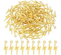 Joez Wonderful 70 Pcs Lightning Bolt Pendants, Gold Alloy Thunder Flash Charms, Lightning Dangle Charms for DIY Crafts, Necklace, Bracelet, Earrings, Jewelry Making