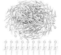 Joez Wonderful 70pcs Lightning Bolt Pendants, Alloy Thunder Flash Charms, Lightning Dangle Charms for DIY Crafts, Necklace, Bracelet, Earrings, Jewelry Making- Silver