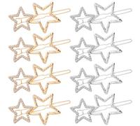 Joez Wonderful 8 Pcs Star Hair Clips, Metal Star Hairpins, Gold Silver Rhinestone Star Hair Accessories for Women, Girls, Thick Hair, Long Hair